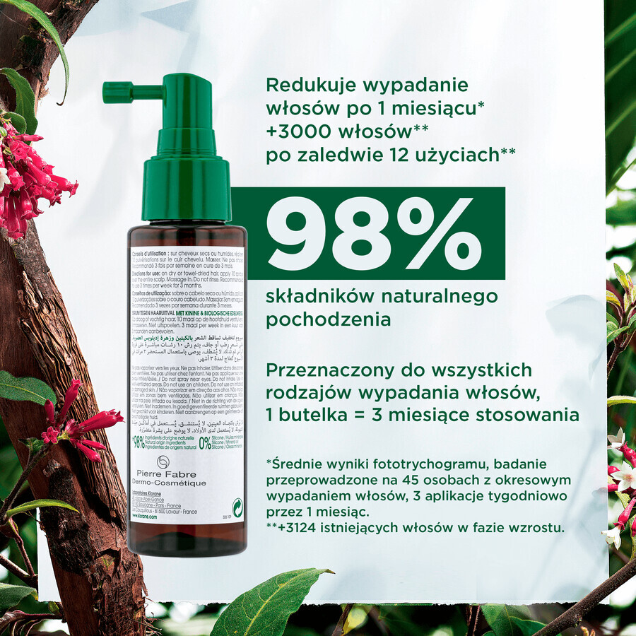 Klorane, siero anticaduta per capelli con chinino e stella alpina biologica, 100 ml 