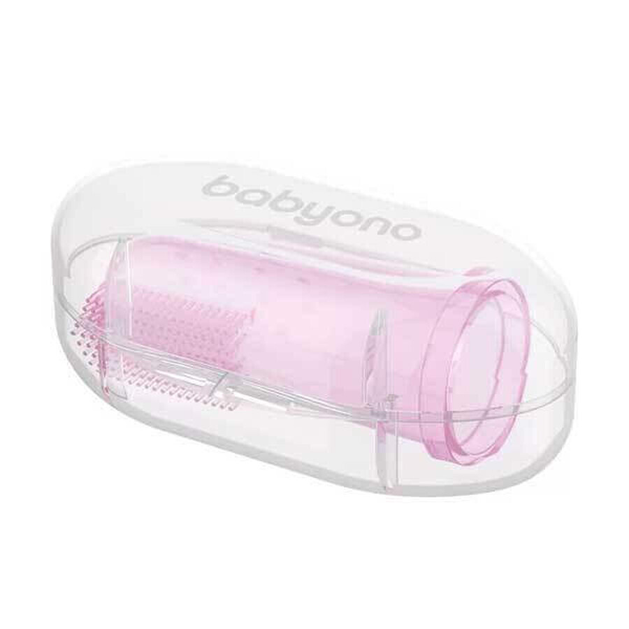 BabyOno, spazzolino da dito per i primi denti, in silicone, rosa, 723/03, 1 pz.