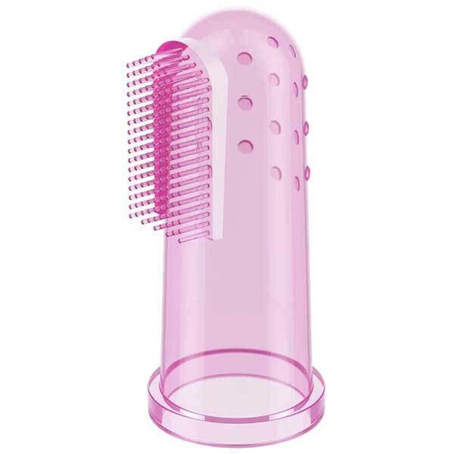 BabyOno, spazzolino da dito per i primi denti, in silicone, rosa, 723/03, 1 pz.