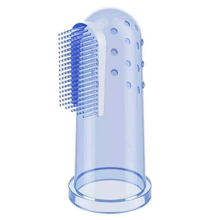 BabyOno, spazzolino da dito per i primi denti, in silicone, blu, 723/02, 1 pz.