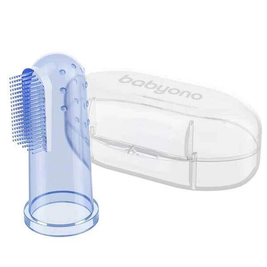 BabyOno, spazzolino da dito per i primi denti, in silicone, blu, 723/02, 1 pz.