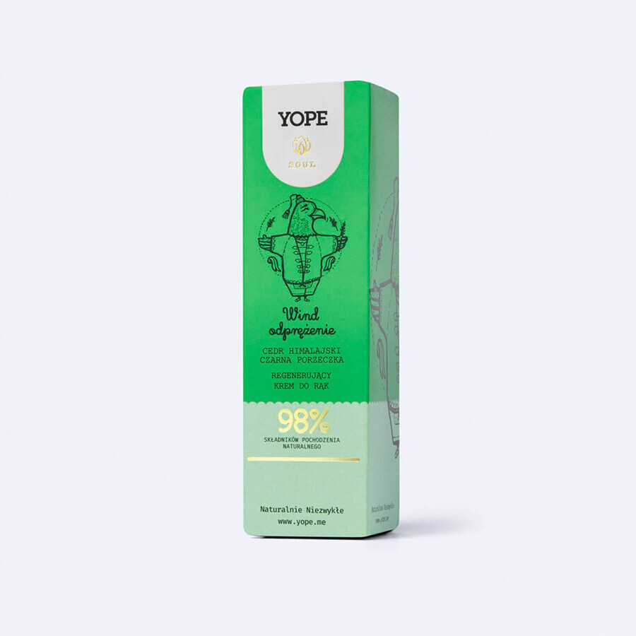 Yope Wind Relaxation, regenerierende Handcreme, Himalaya-Zeder und schwarze Johannisbeere, 50 ml