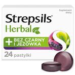 Strepsils Herbal, elderberry and echinacea flavor, sugar free, 24 tablets