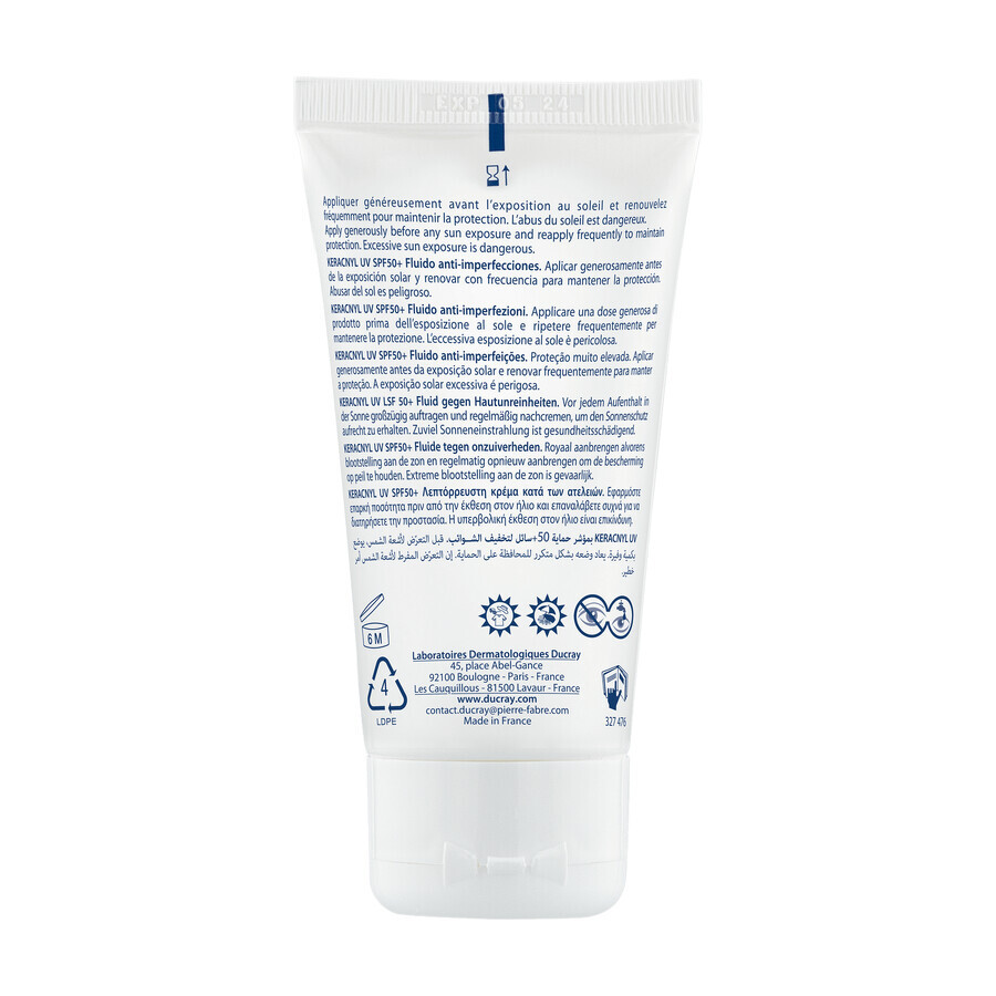 Ducray Keracnyl UV, fluido contro le imperfezioni, 50 ml