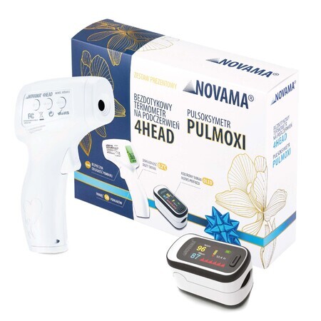 Kit Novama 4Head, termometro a infrarossi senza contatto + Pulmoxi, pulsossimetro