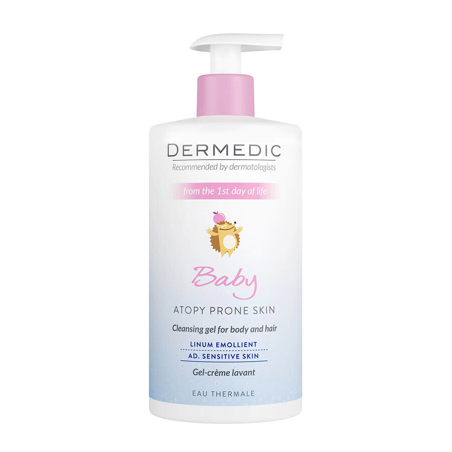 Dermedic Baby, gel detergente cremoso per corpo e capelli dal 1° giorno, pelle atopica, 500 ml