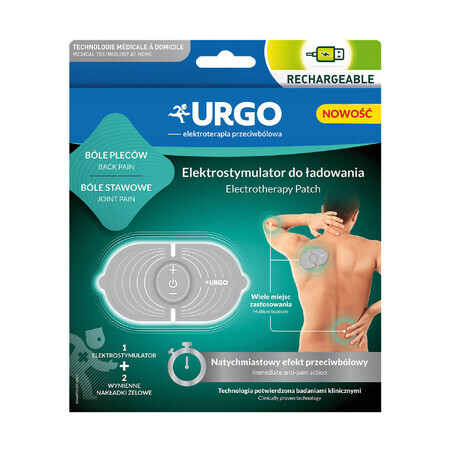 Urgo TENS, oplaadbare elektrostimulator + 2 verwisselbare gelpads