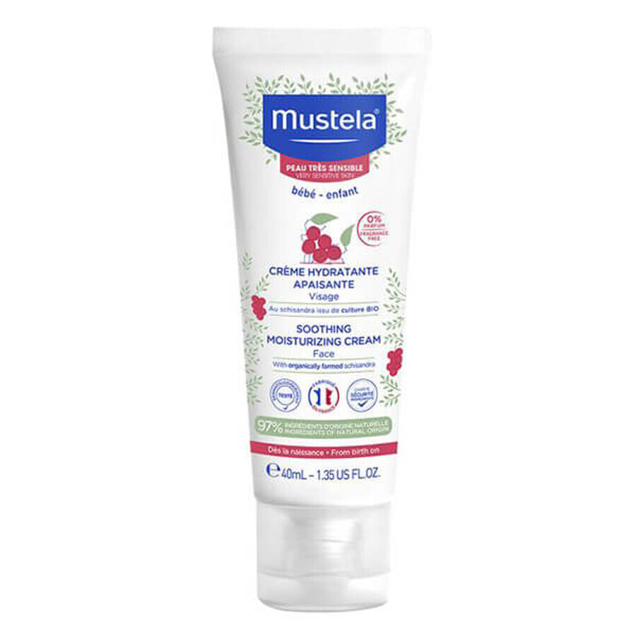 Mustela Bebe Enfant, crema idratante viso lenitiva per pelli molto sensibili, dalla nascita, 40 ml