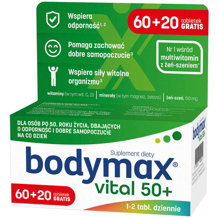 Bodymax Vital 50+, 60 Tabletten + 20 Tabletten gratis