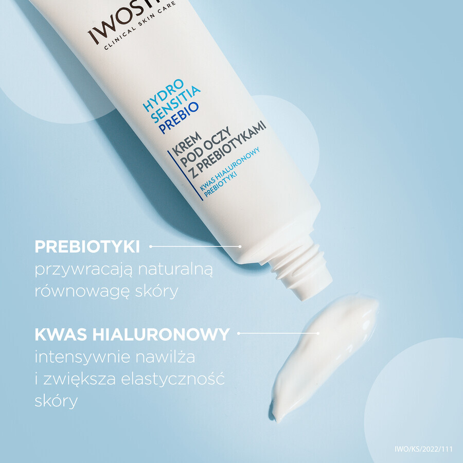 Iwostin Hydro Sensitia Prebio, crema contorno occhi con prebiotici, pelle sensibile, 15 ml