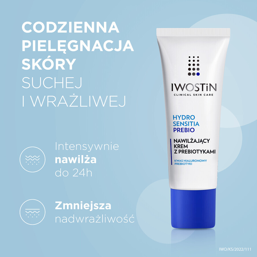 Iwostin Hydro Sensitia Prebio, cremă hidratantă cu prebiotice, piele sensibilă, uscată și foarte uscată, 50 ml