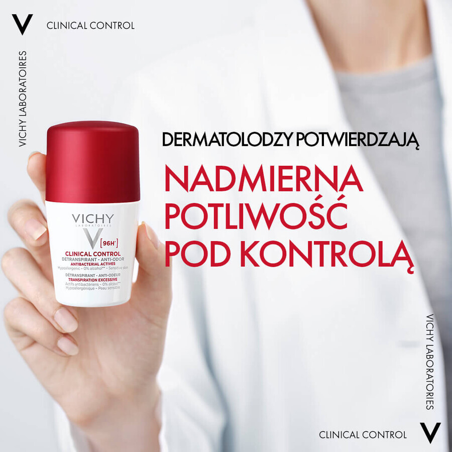 Vichy Clinical Control, antitraspirante roll-on per donna, protezione 96 ore, 50 ml