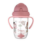 Canpol Babies, Tropfbecher mit Schlauch und Gewicht, Bonjur Paris, rosa, 56/607, ab 6 Monaten, 270 ml