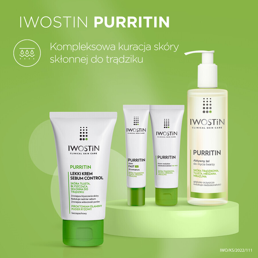 Iwostin Purritin, Sebum Control cremă ușoară, ten gras, lucios, cu tendință acneică, 60 ml