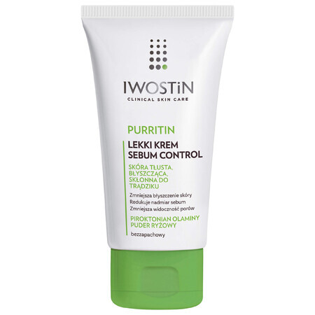 Iwostin Purritin, Sebum Control cremă ușoară, ten gras, lucios, cu tendință acneică, 60 ml