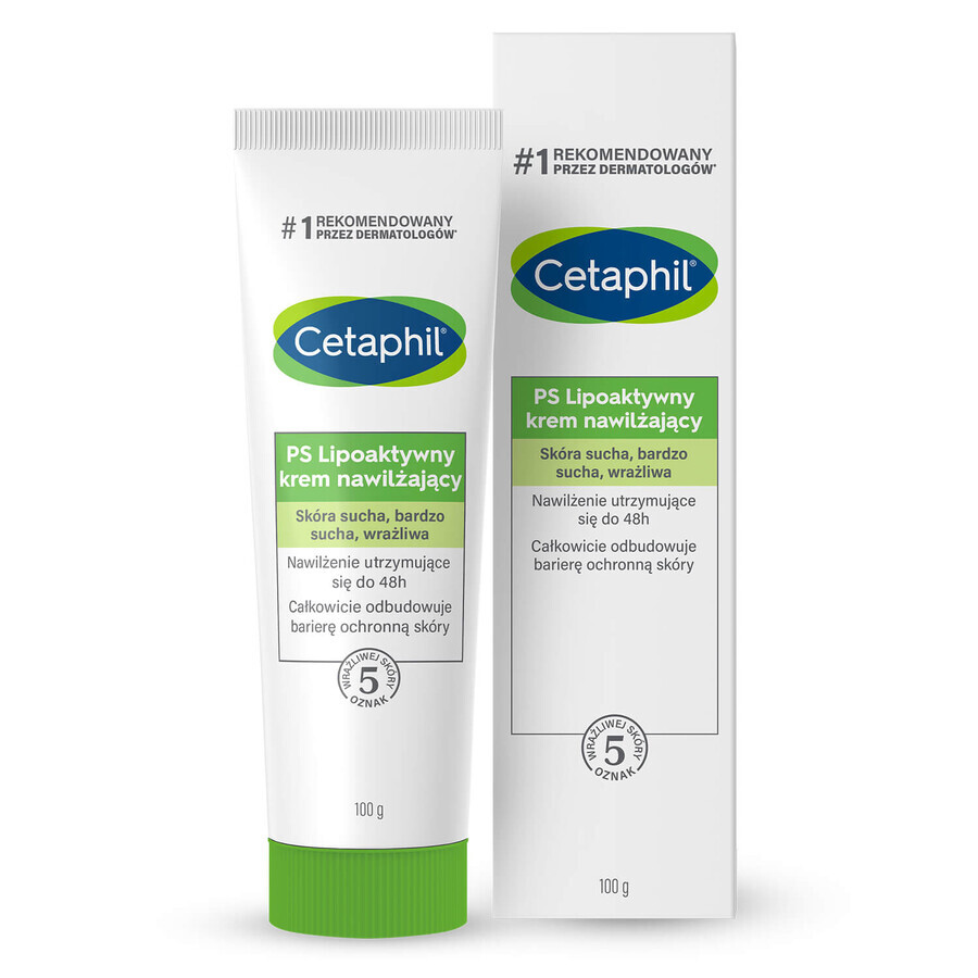 Cetaphil PS, crema idratante lipoattiva, pelle secca, molto secca e sensibile, 100 g