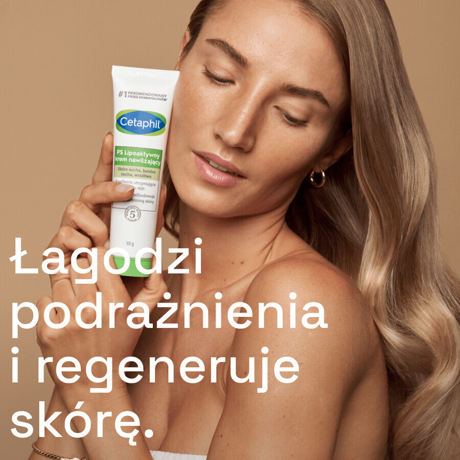 Cetaphil PS, crema idratante lipoattiva, pelle secca, molto secca e sensibile, 100 g