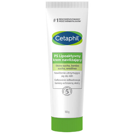 Cetaphil PS, crema idratante lipoattiva, pelle secca, molto secca e sensibile, 100 g