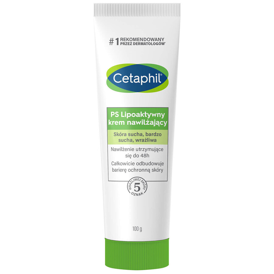 Cetaphil PS, crema idratante lipoattiva, pelle secca, molto secca e sensibile, 100 g