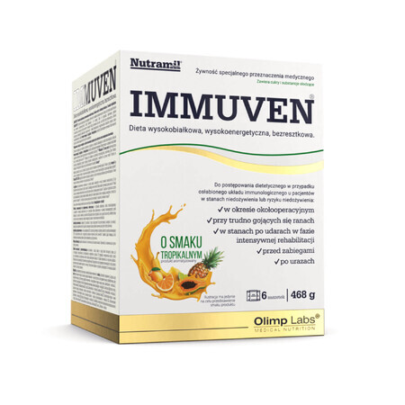 Olimp Immuven, preparado nutricional, sabor tropical, 6 sobres