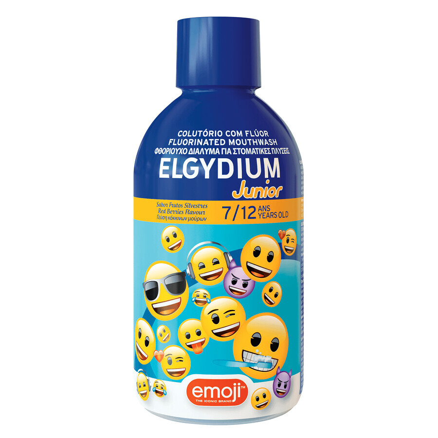 Elgydium Junior Emoji, collutorio per bambini, 7-12 anni, 500 ml