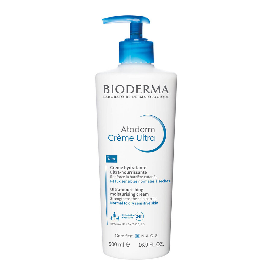 Bioderma Atoderm Creme Ultra, crema idratante ultra-nutriente per il corpo, pelle normale, secca e sensibile, 500 ml