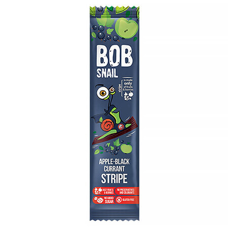 Bob Snail Stripe Snack alla frutta, mela, ribes nero, 14 g