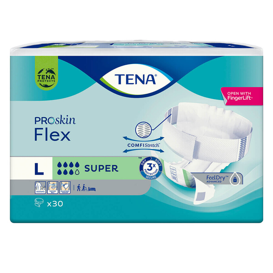 Tena Flex ProSkin, couches, taille L, 83-120 cm, Super, 30 pcs