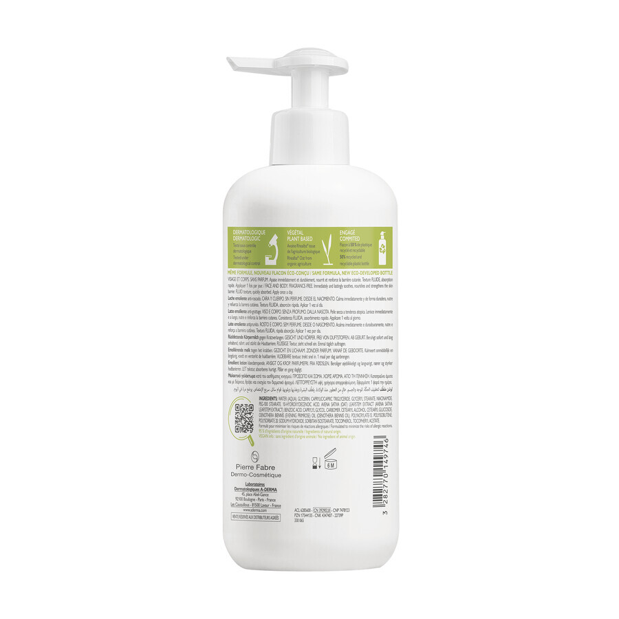 A-Derma Exomega Control, emollient milk, 400 ml