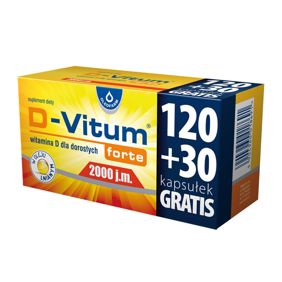 D-Vitum Forte 2000 UI, 120 capsule + 30 capsule in omaggio