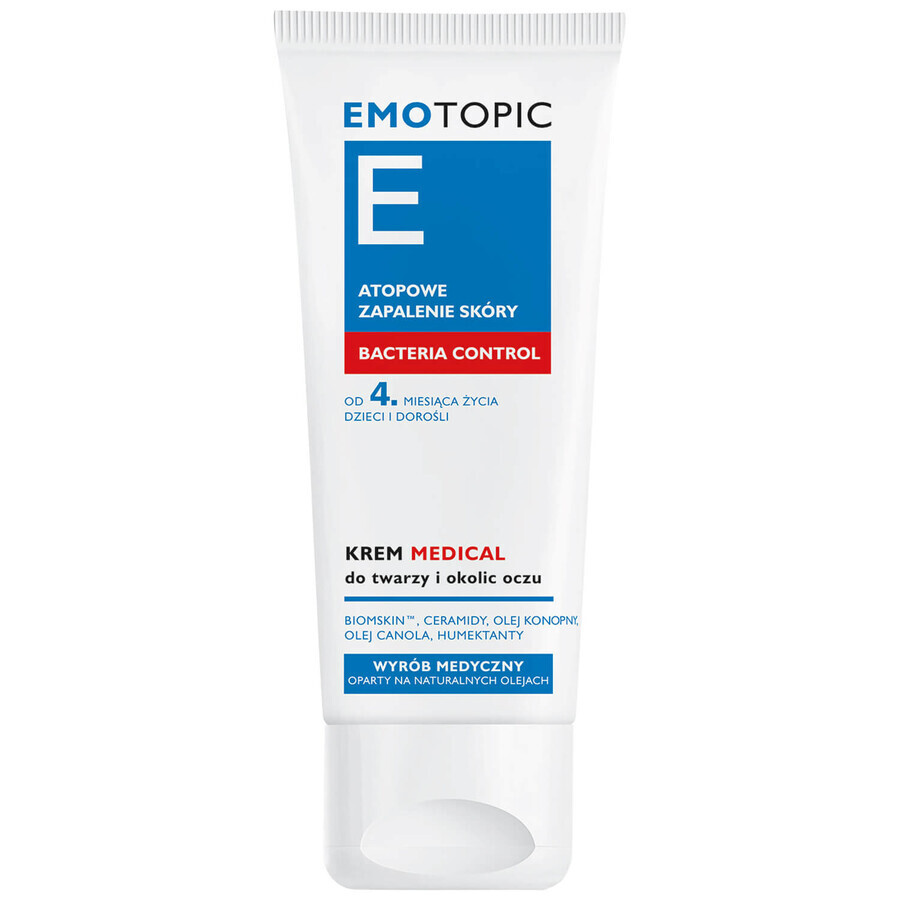 Pharmaceris E Emotopic Bacteria Control, crema medicale per il viso e il contorno occhi a partire dai 4 mesi di età, 50 ml