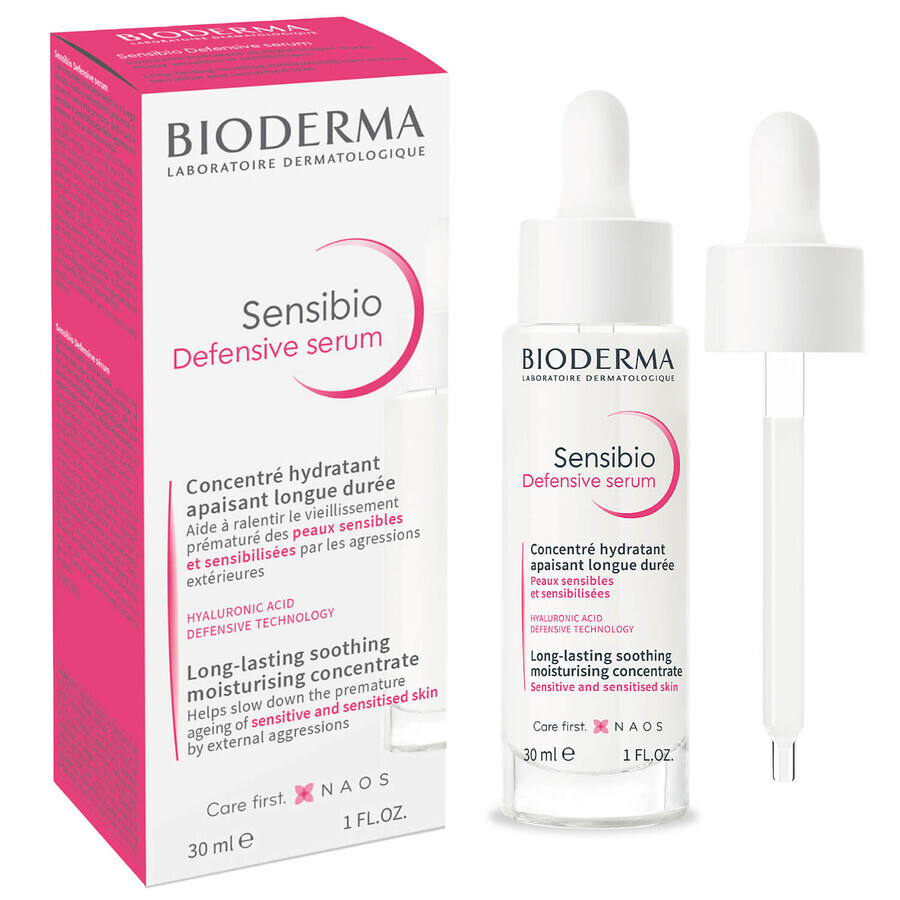 Bioderma Sensibio Defensive, siero idratante lenitivo per il viso, pelle sensibile, 30 ml