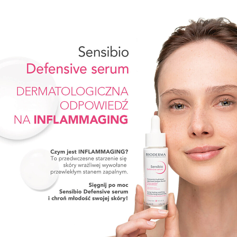 Bioderma Sensibio Defensive, siero idratante lenitivo per il viso, pelle sensibile, 30 ml