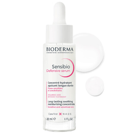 Bioderma Sensibio Defensive, siero idratante lenitivo per il viso, pelle sensibile, 30 ml