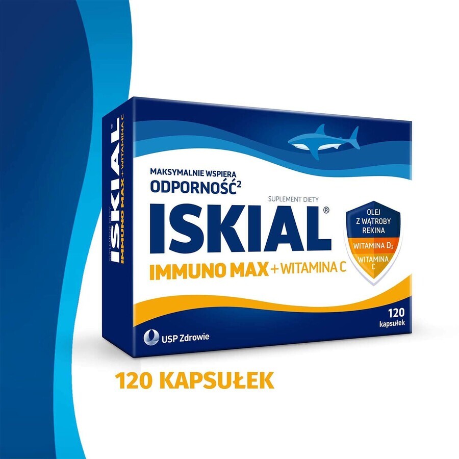 Iskial Immuno Max + Vitamina C, pentru copii peste 6 ani și adulți, 120 capsule