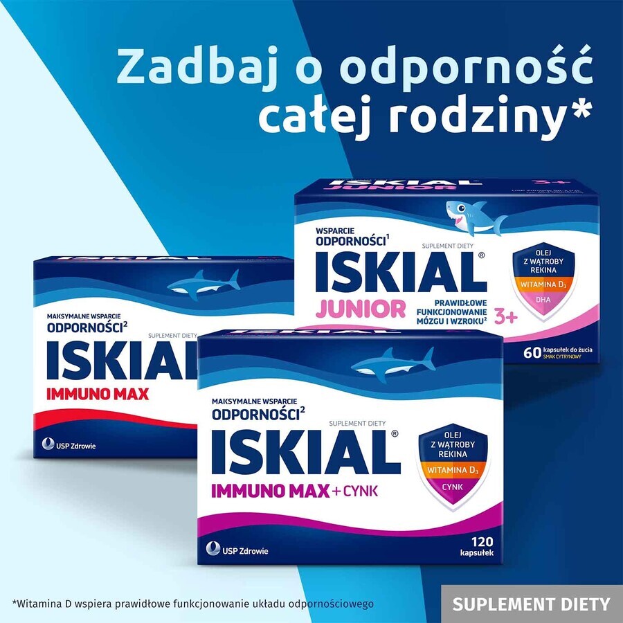 Iskial Immuno Max + Vitamina C, pentru copii peste 6 ani și adulți, 120 capsule