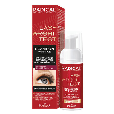 Farmona Radical Lash Architect, shampoo in schiuma per ciglia naturali e allungate, 50 ml