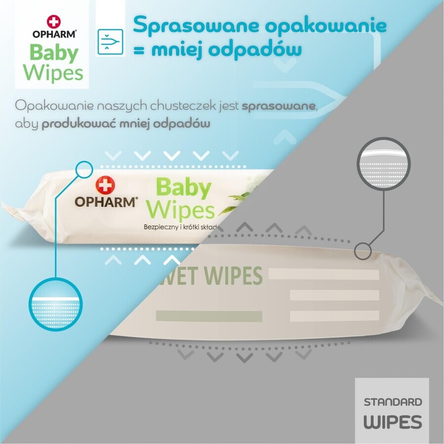 Opharm Baby Wipes, salviette umidificate, 99% acqua, 64 pezzi