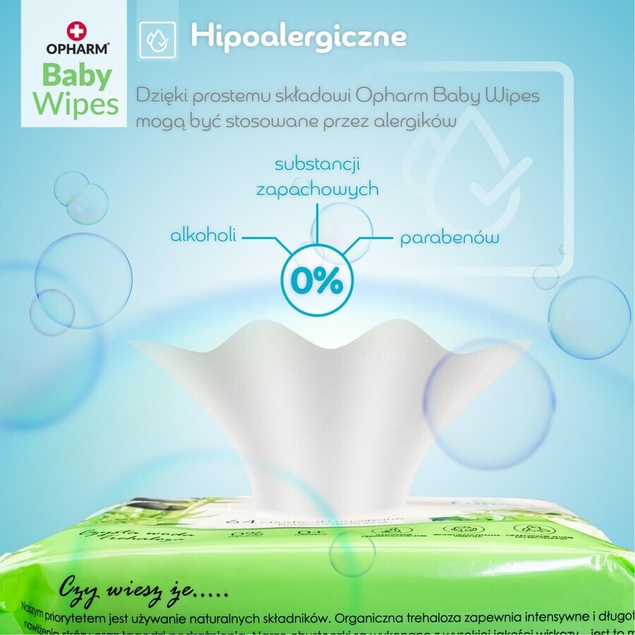 Opharm Baby Wipes, salviette umidificate, 99% acqua, 64 pezzi