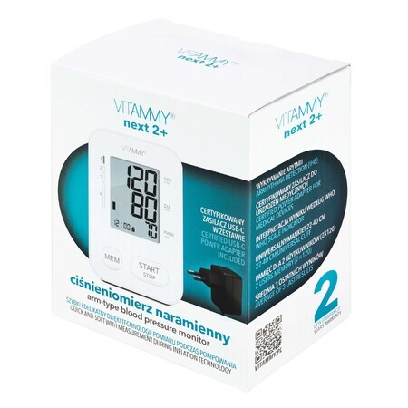 Vitammy Next 2+, misuratore automatico della pressione arteriosa del braccio superiore con alimentatore