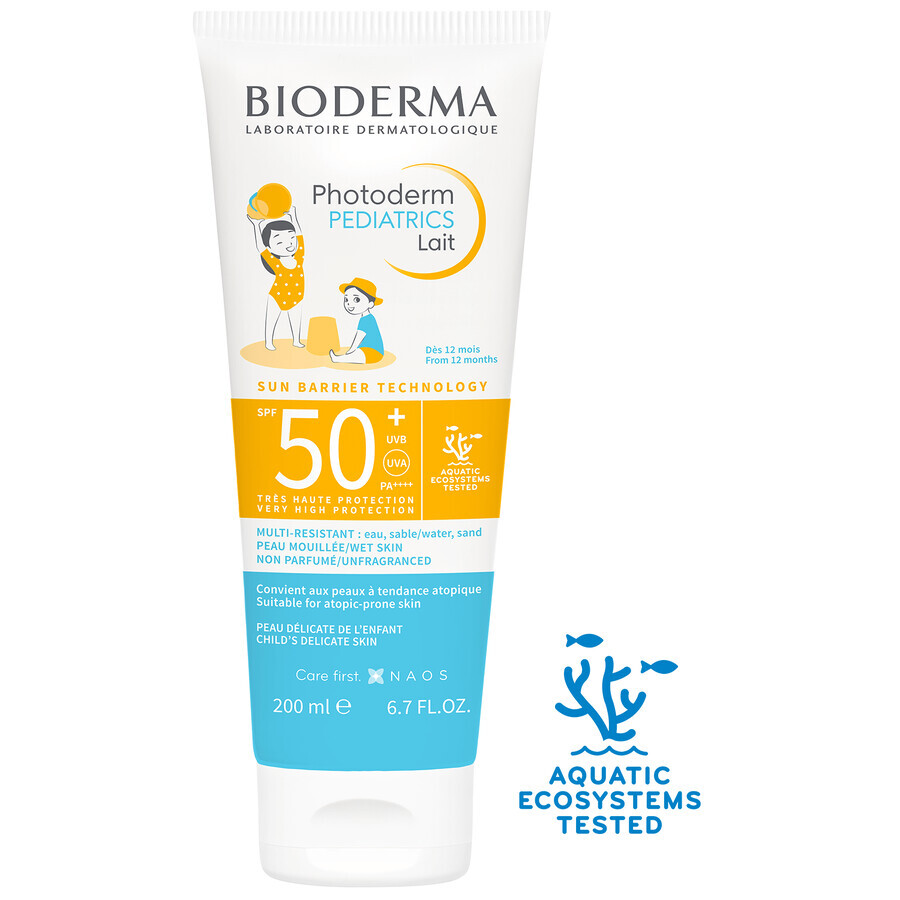 Bioderma Photoderm Pediatrics, latte protettivo per bambini, SPF 50+, da 1 anno, 200 ml.