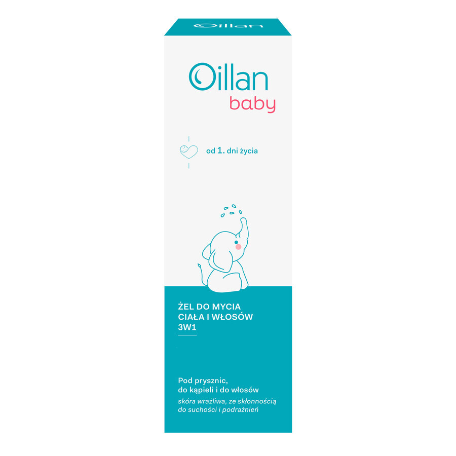 Oillan Baby, gel per bagno, corpo e capelli 3in1, dal primo giorno di vita, 200 ml