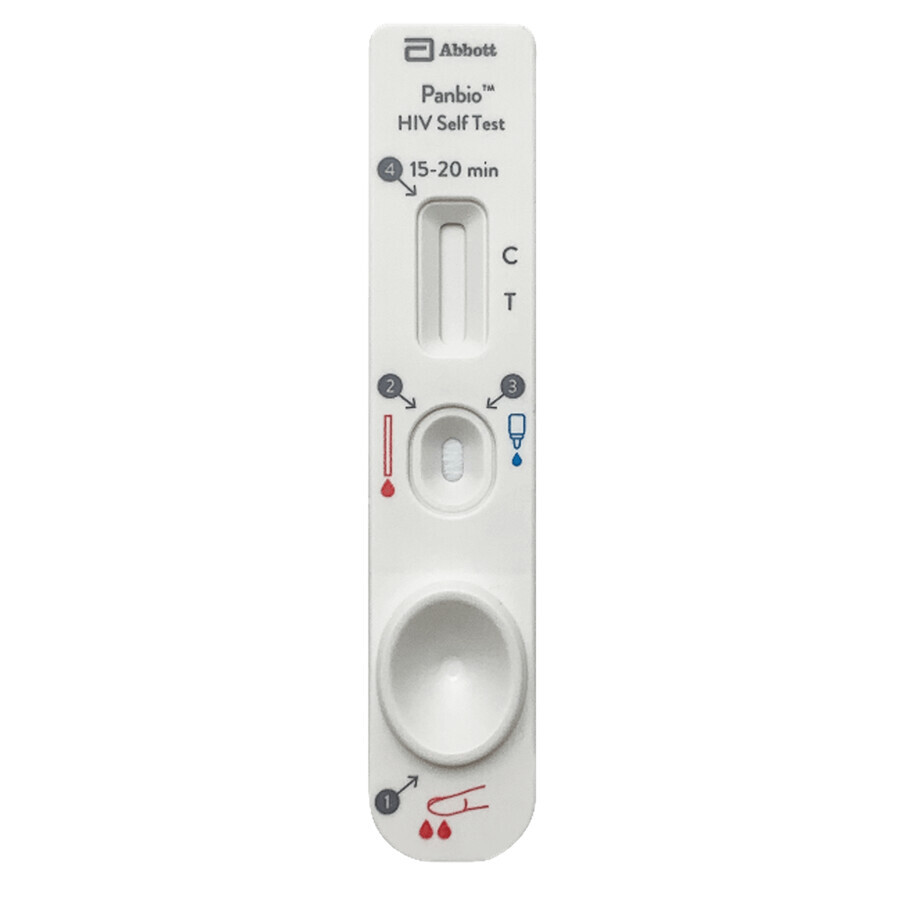 Panbio HIV Self Test, test ematico rapido per la rilevazione degli anticorpi HIV-1 e HIV-2, 1 pezzo