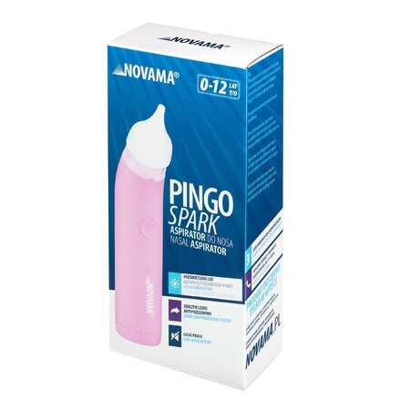 Novama Pingo Spark, aspiratore nasale elettrico con luce, rosa pastello, 0-12 anni