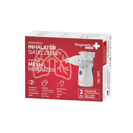 Diagnosis Diagnostic Med YM-3R9, inhalador de malla para niños y adultos, con fuente de alimentación, portátil, 1 pieza