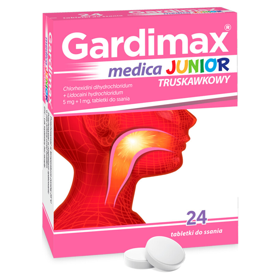 Gardimax Medica Junior fresa 5 mg +1 mg, 24 pastillas para chupar