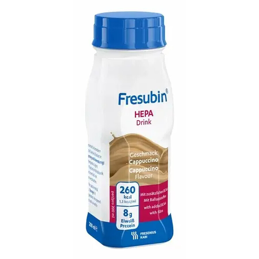 Fresubin Hepa Drink, nutritional preparation, cappuccino flavor, 4 x 200 ml