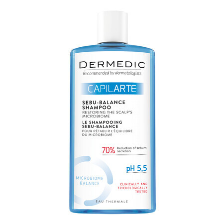 Dermedic Capilarte Sebu-Balance, shampoo riequilibrante per capelli grassi, 300 ml