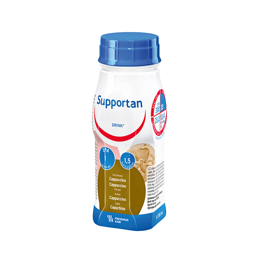 Supportan Drink, preparazione nutrizionale, gusto cappuccino, 4 x 200 ml