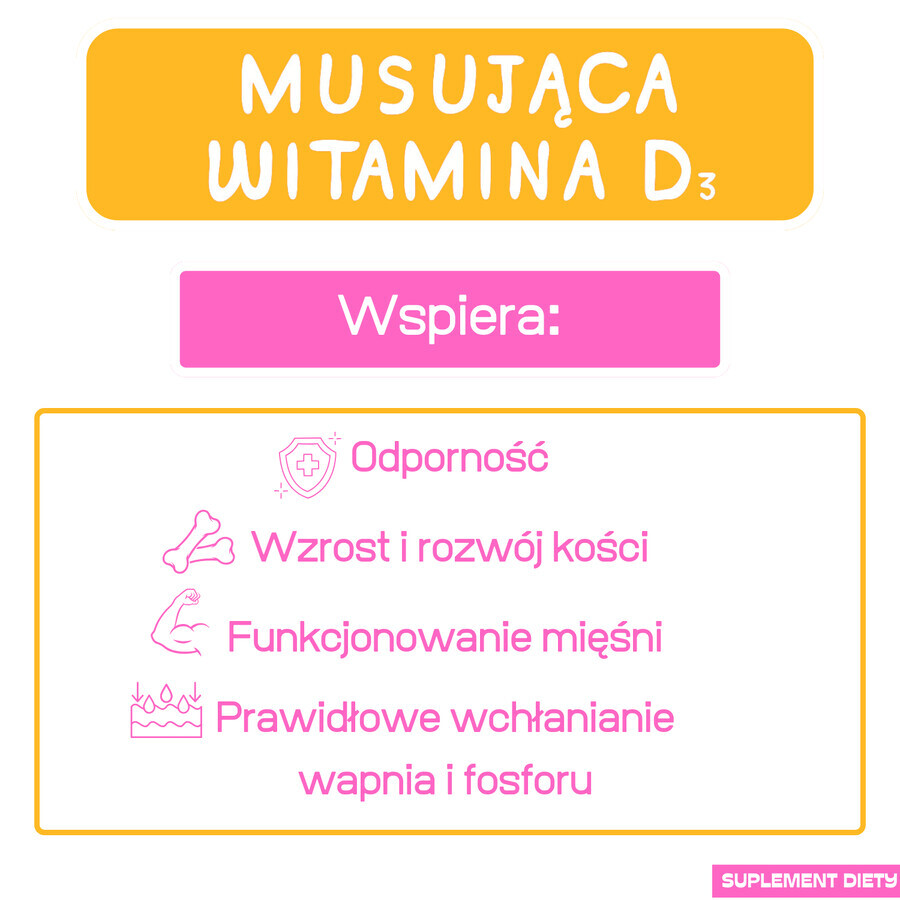 Peppa Pig Vitamina D3 effervescente, da 3 anni, gusto ananas, 60 pastiglie